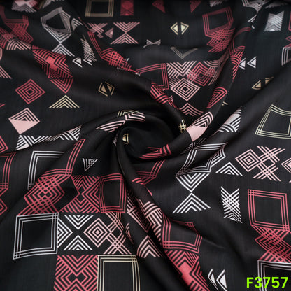Digital Print Satin Crepe Fabric-F3757