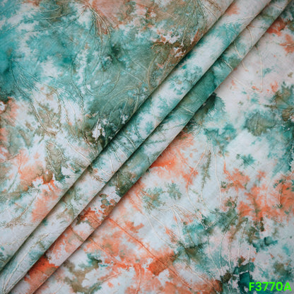 Printed Thread Embroidered Cambric Cotton Fabric-3770