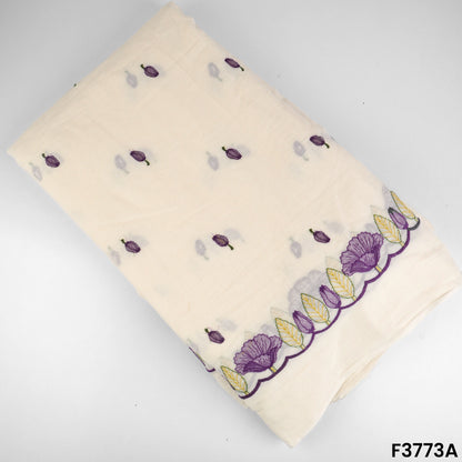 Thread Embroidered Cambric Cotton Fabric- F3773