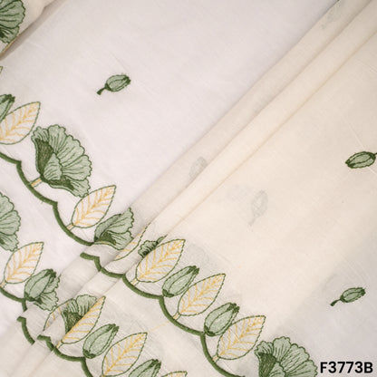 Thread Embroidered Cambric Cotton Fabric- F3773