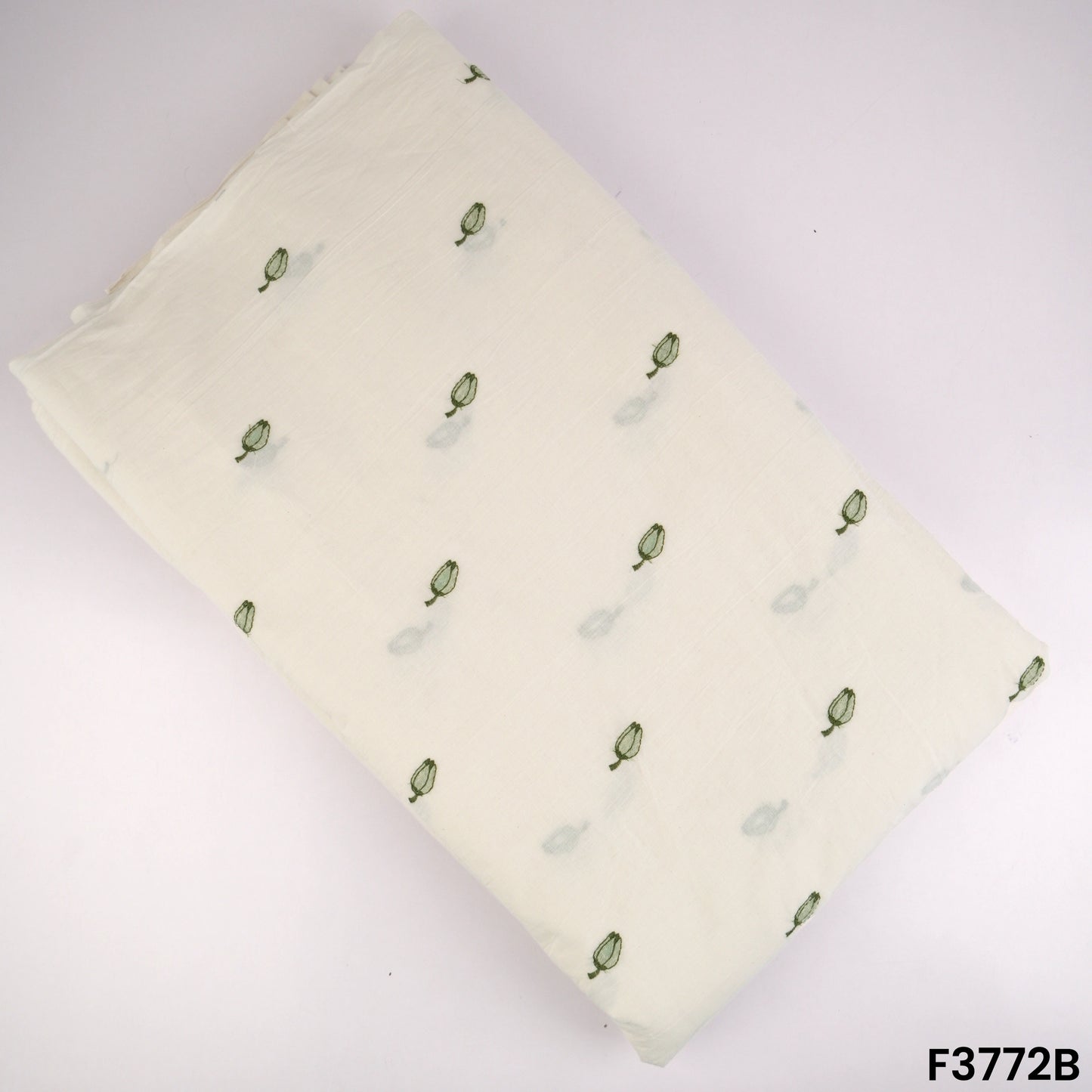 Thread Embroidered Cambric Cotton Fabric- F3772