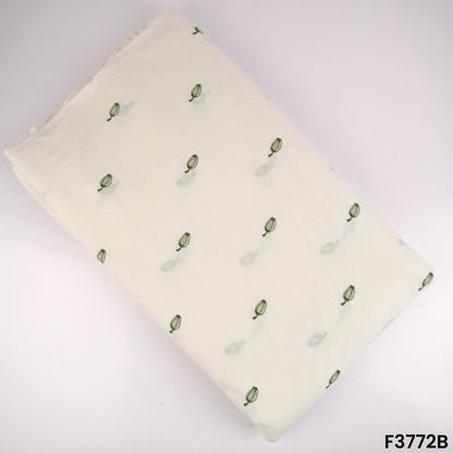 Thread Embroidered Cambric Cotton Fabric- F3772