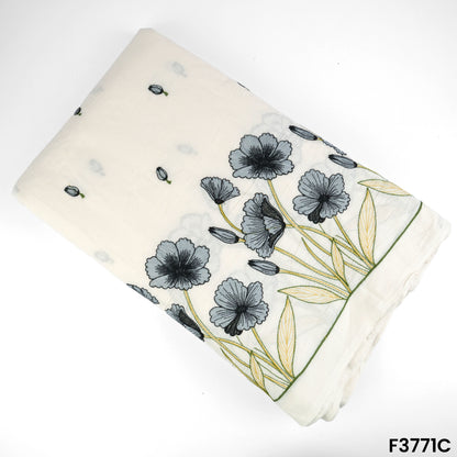 Thread Embroidered Cambric Cotton Fabric-F3771