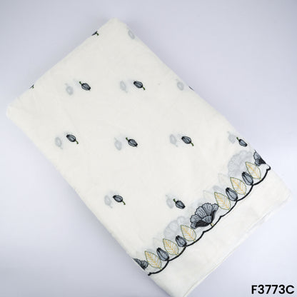 Thread Embroidered Cambric Cotton Fabric- F3773