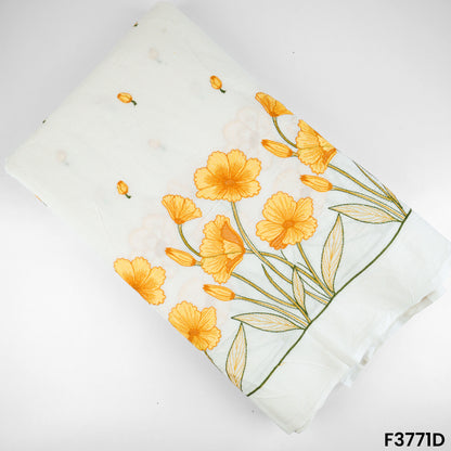 Thread Embroidered Cambric Cotton Fabric-F3771