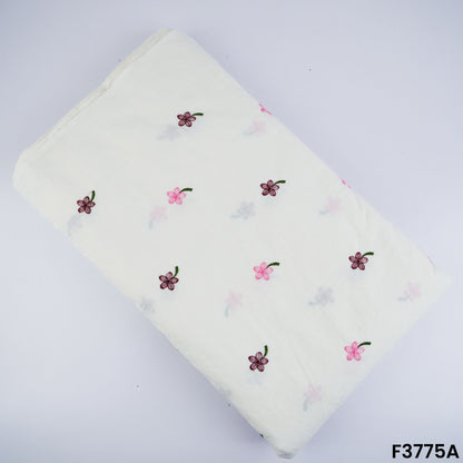 Thread Embroidered Cambric Cotton Fabric- F3775
