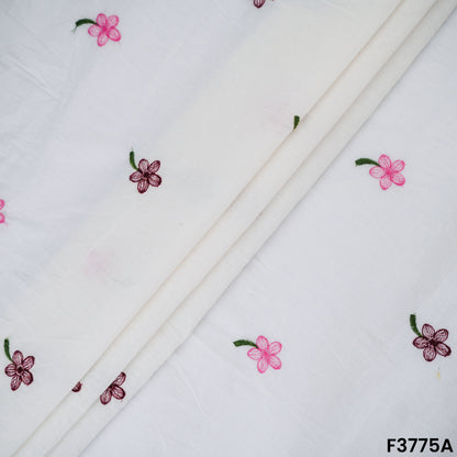 Thread Embroidered Cambric Cotton Fabric- F3775