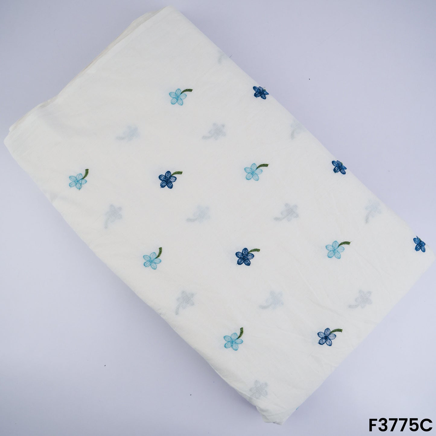 Thread Embroidered Cambric Cotton Fabric- F3775