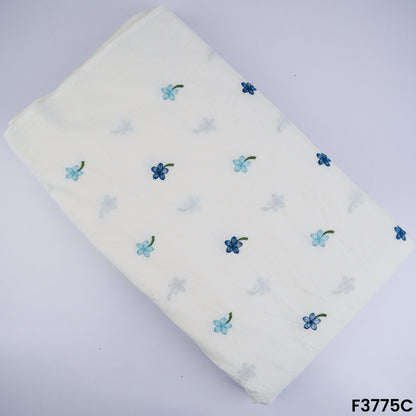 Thread Embroidered Cambric Cotton Fabric- F3775