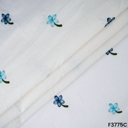 Thread Embroidered Cambric Cotton Fabric- F3775