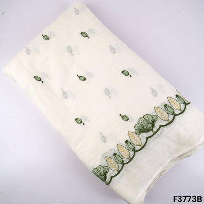 Thread Embroidered Cambric Cotton Fabric- F3773