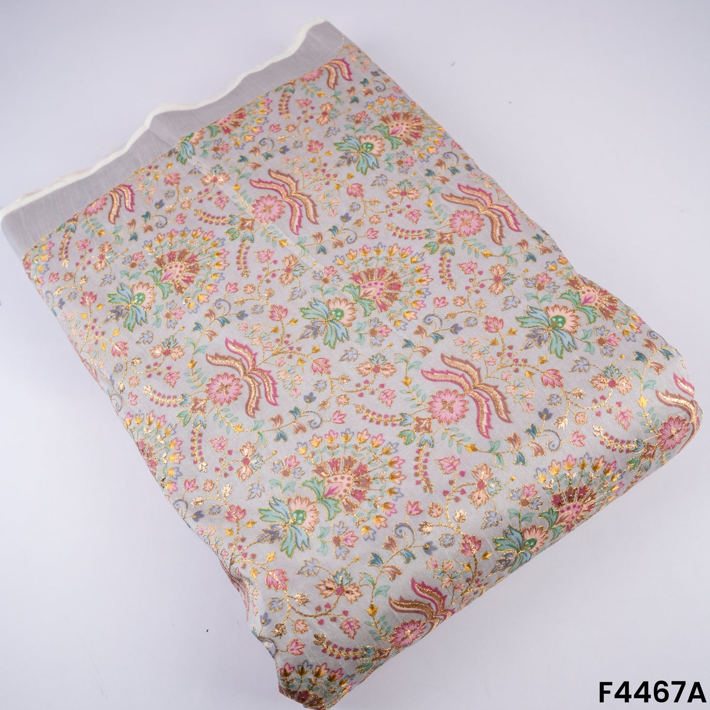 Positional Print Semi Dupion Silk Fabric-F4467