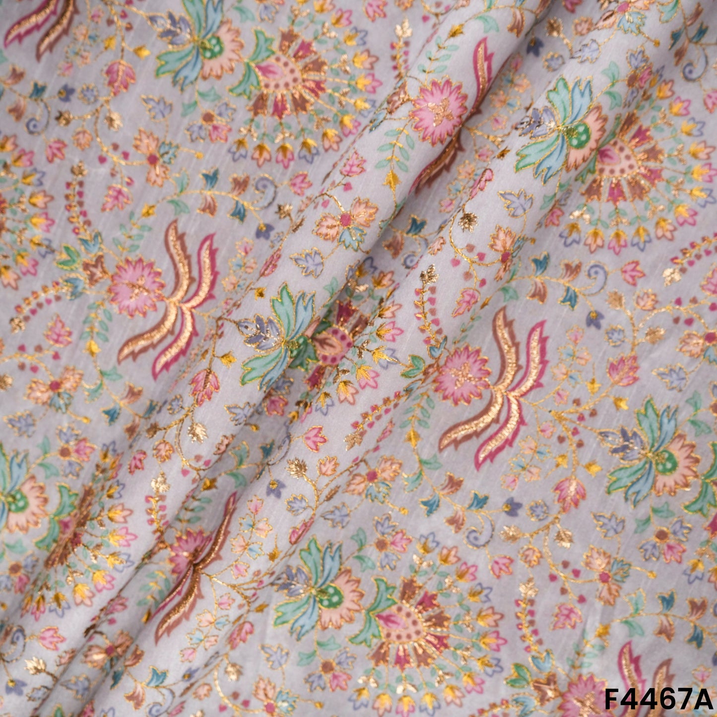 Positional Print Semi Dupion Silk Fabric-F4467