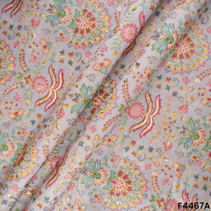 Positional Print Semi Dupion Silk Fabric-F4467