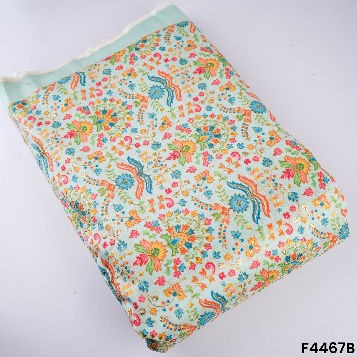 Positional Print Semi Dupion Silk Fabric-F4467