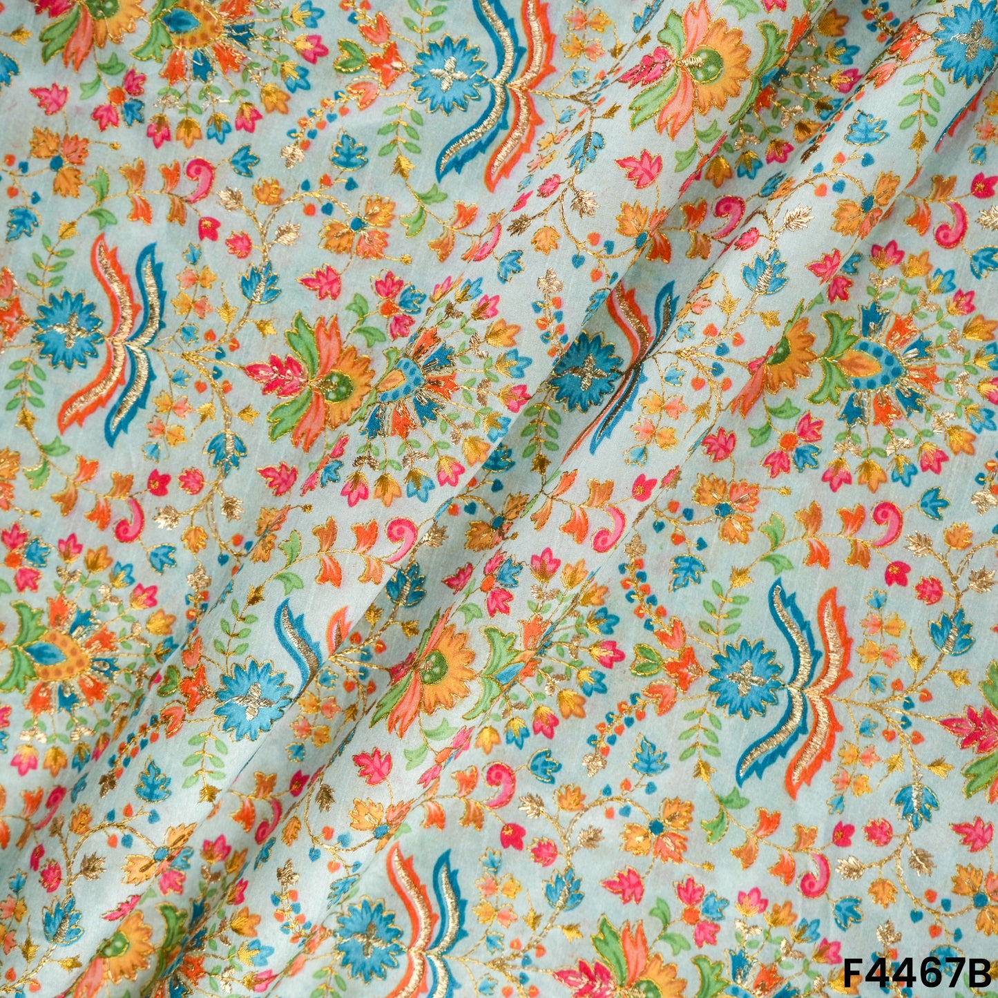 Positional Print Semi Dupion Silk Fabric-F4467