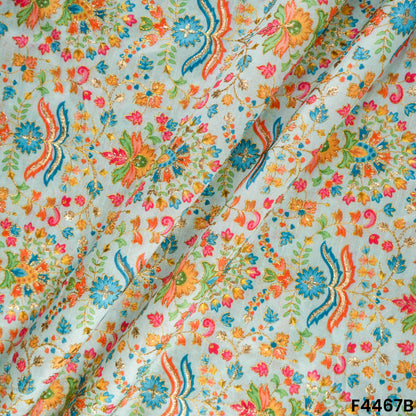 Positional Print Semi Dupion Silk Fabric-F4467