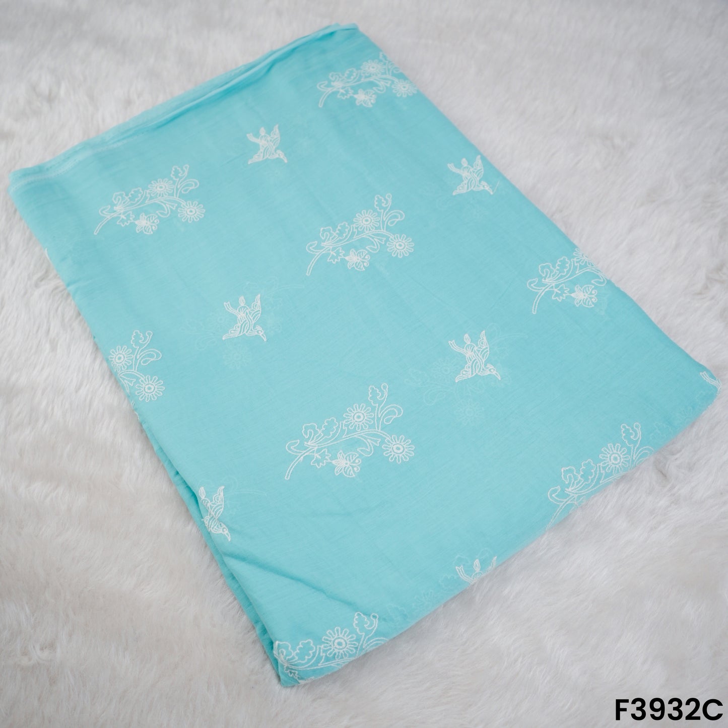 Thread Embroidered Mul Cotton Fabric- F3932