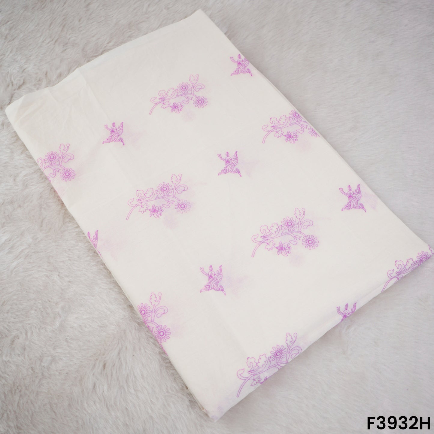 Thread Embroidered Mul Cotton Fabric- F3932