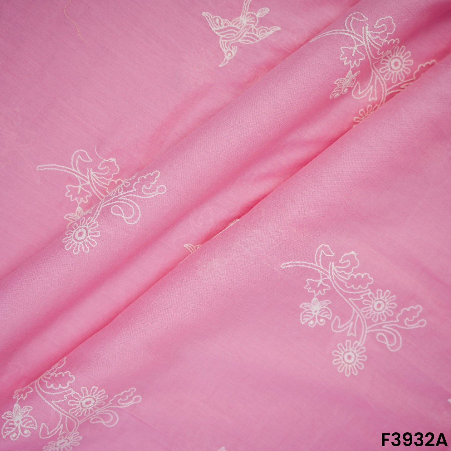Thread Embroidered Mul Cotton Fabric- F3932