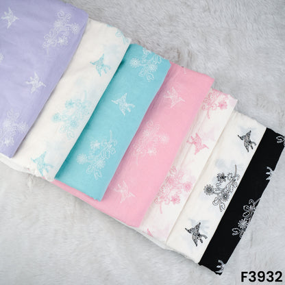 Thread Embroidered Mul Cotton Fabric- F3932