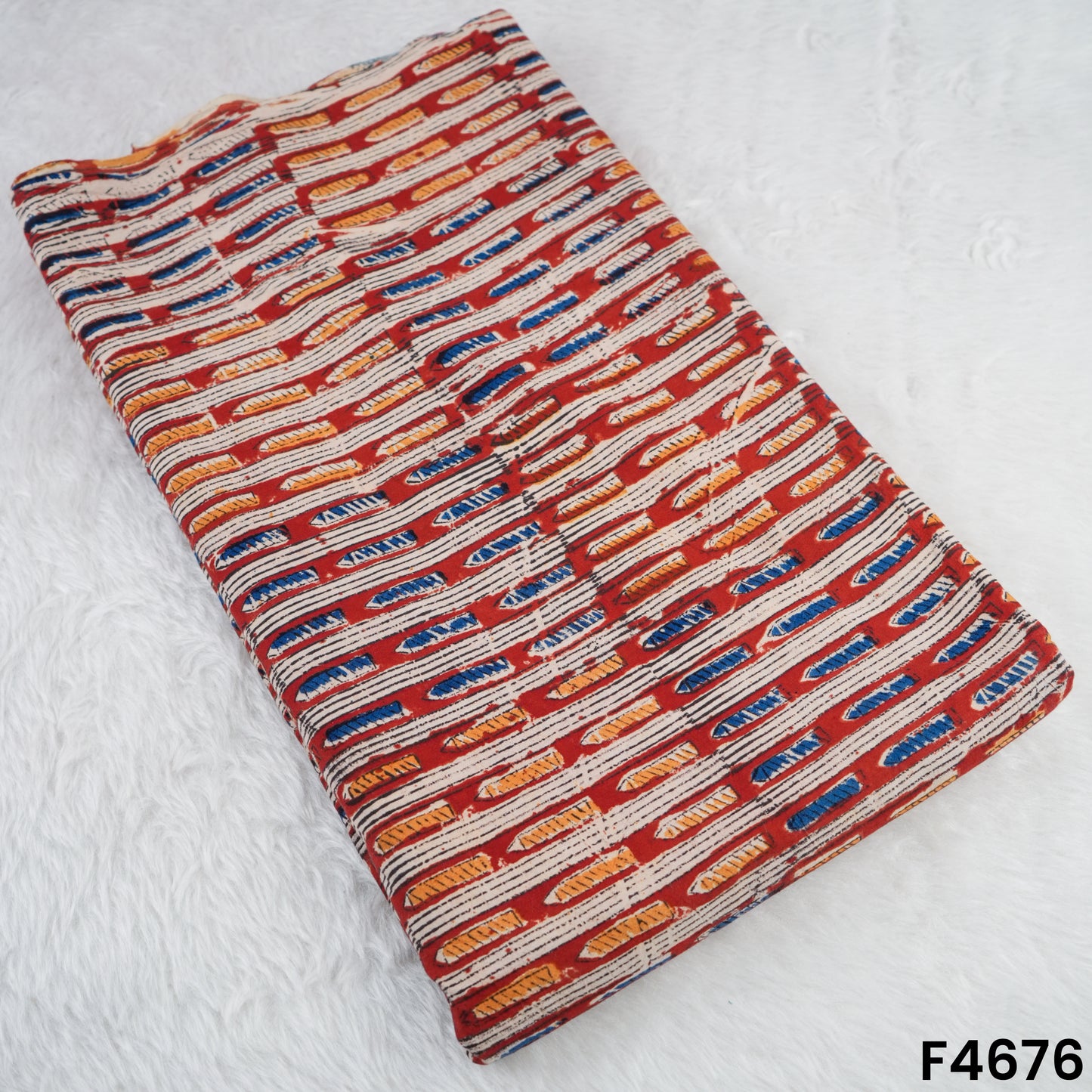 Block Print Handloom Cotton Fabric- F4676