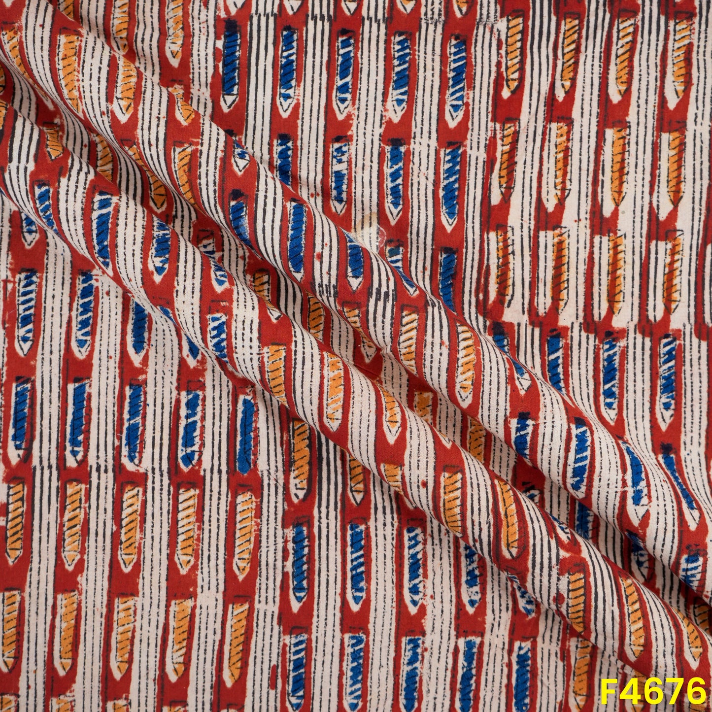 Block Print Handloom Cotton Fabric- F4676