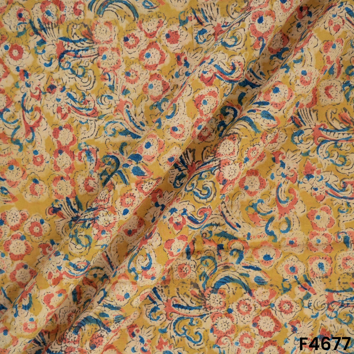 Kalamkari Print Handloom Cotton Fabric- F4677