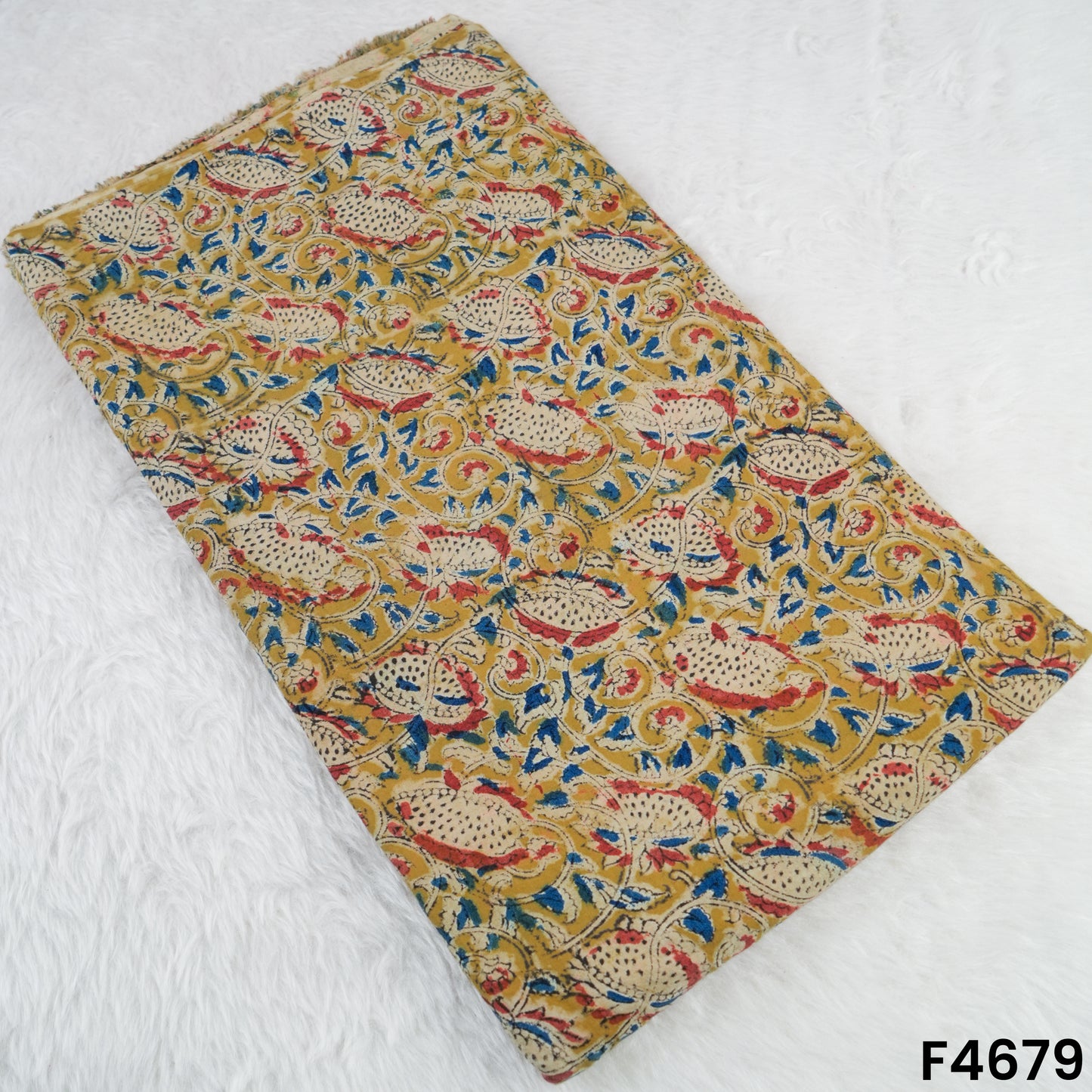 Kalamkari Print Handloom Cotton Fabric- F4679
