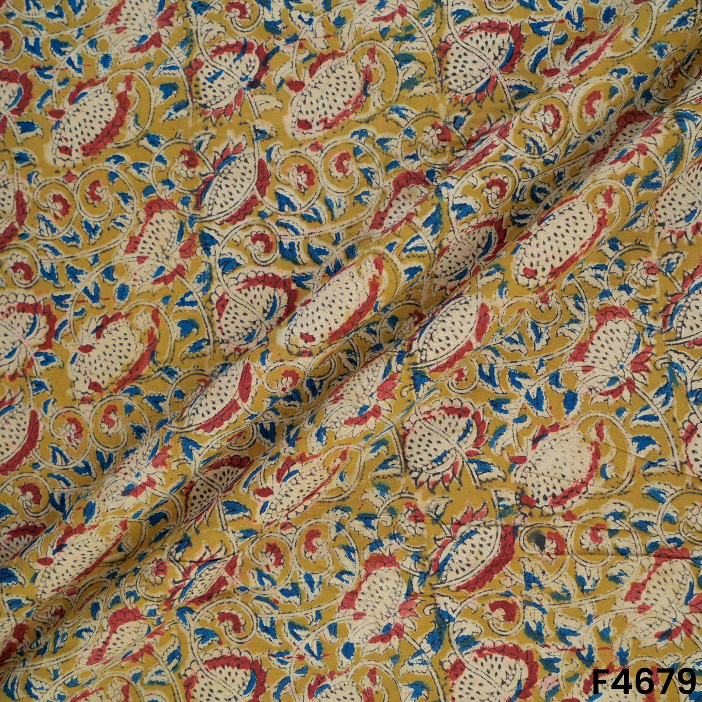 Kalamkari Print Handloom Cotton Fabric- F4679