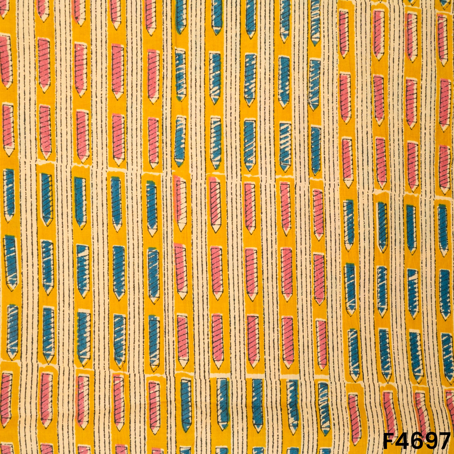 Kalamkari Print Cambric Cotton Fabric- F4697