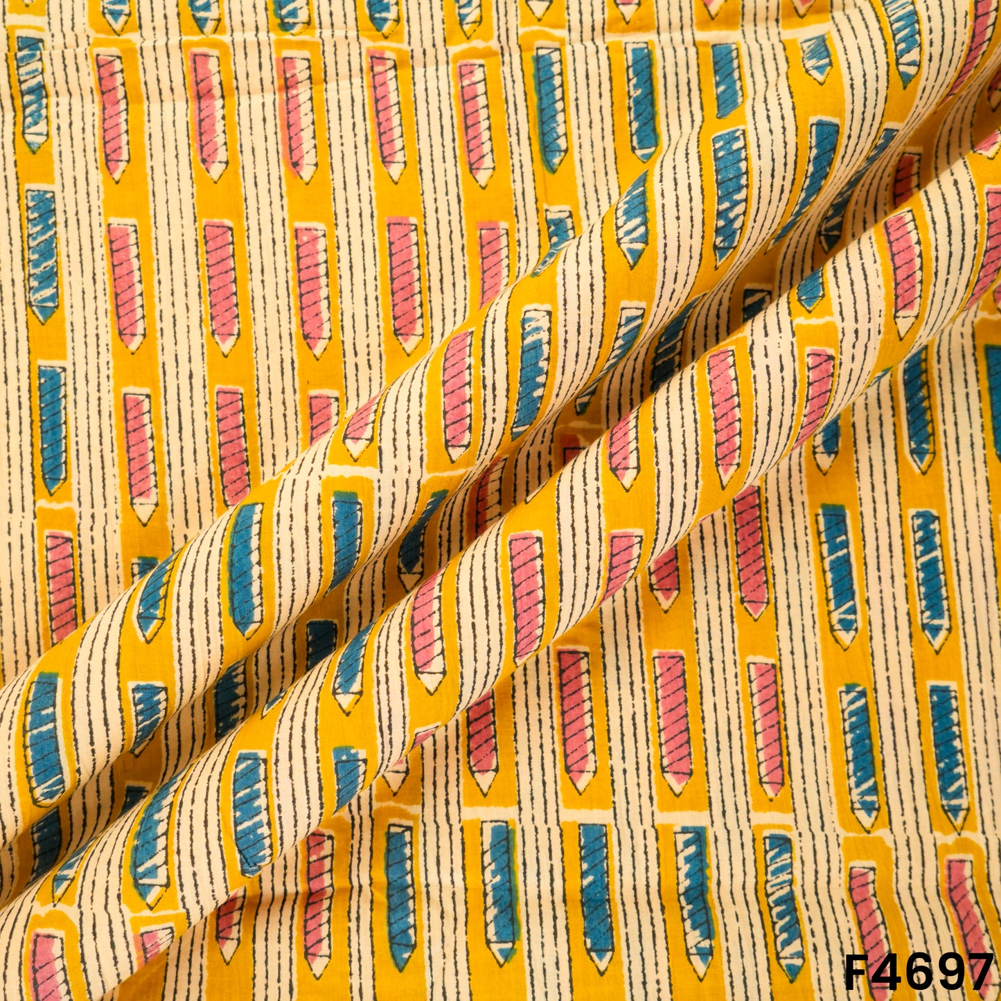 Kalamkari Print Cambric Cotton Fabric- F4697