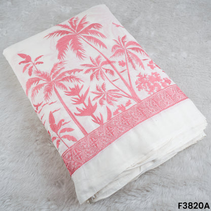 Thread Embroidered Kora Cotton Fabric- F3820