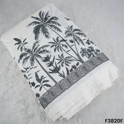 Thread Embroidered Kora Cotton Fabric- F3820