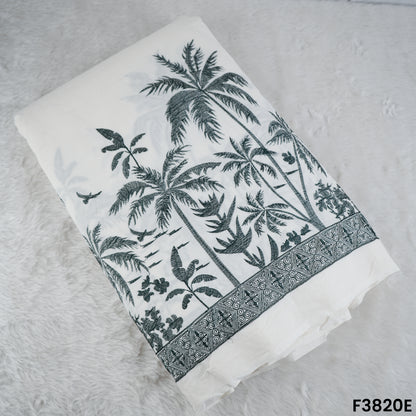 Thread Embroidered Kora Cotton Fabric- F3820