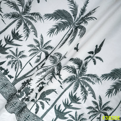 Thread Embroidered Kora Cotton Fabric- F3820