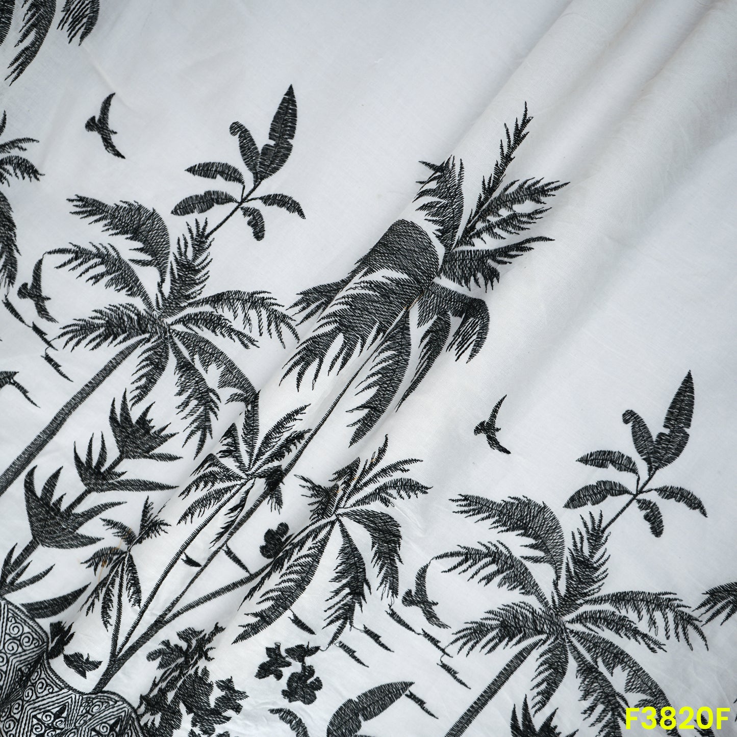 Thread Embroidered Kora Cotton Fabric- F3820