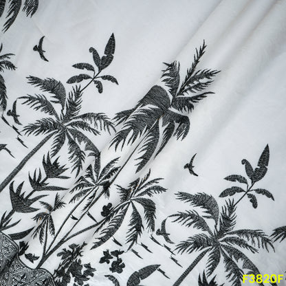 Thread Embroidered Kora Cotton Fabric- F3820