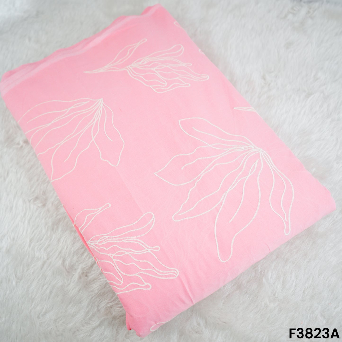 Thread Embroidered Mul Cotton Fabric- F3823