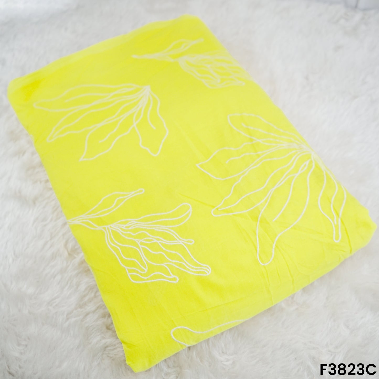 Thread Embroidered Mul Cotton Fabric- F3823