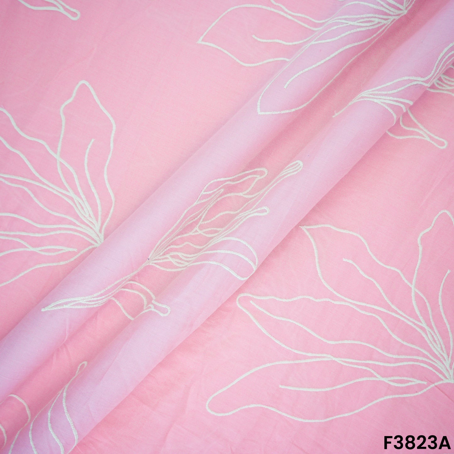 Thread Embroidered Mul Cotton Fabric- F3823