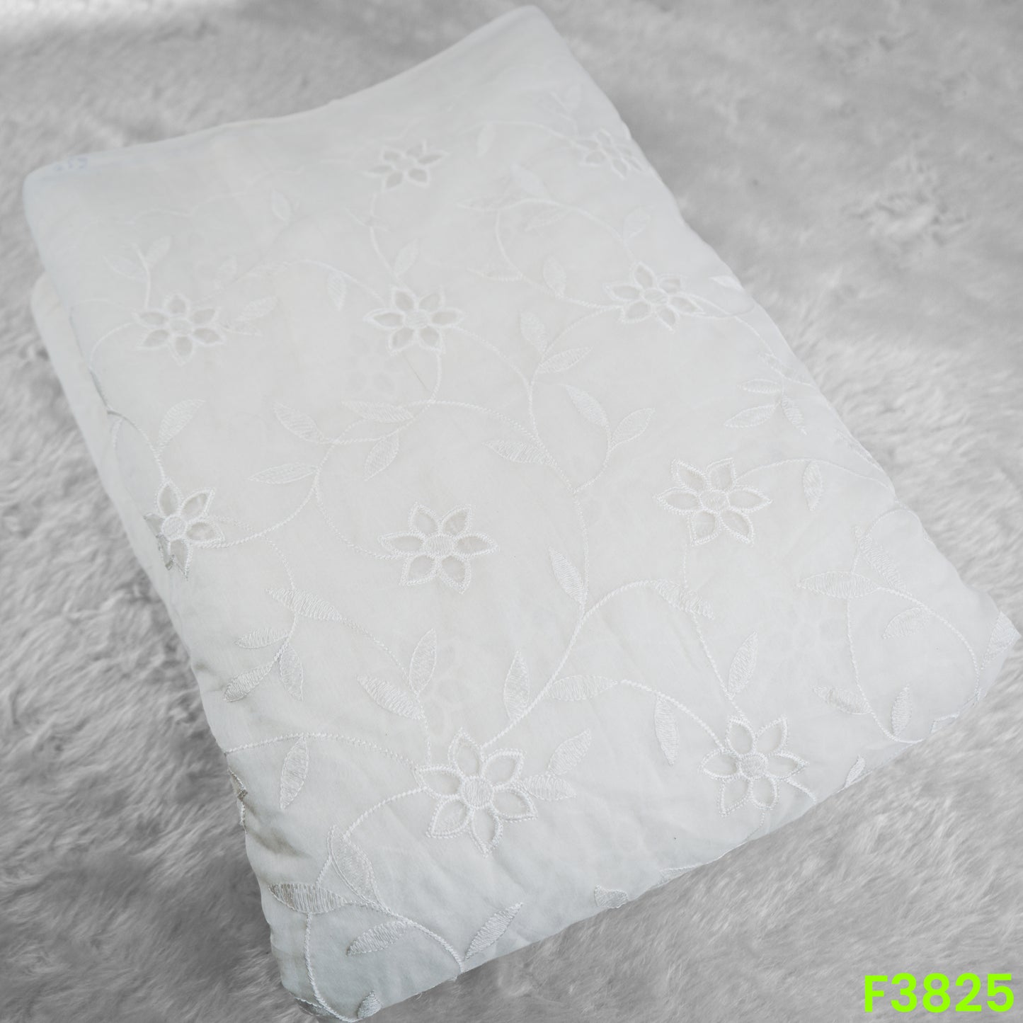 Thread Embroidered Cut Work Mul Chanderi Fabric- F3825