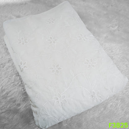 Thread Embroidered Cut Work Mul Chanderi Fabric- F3825