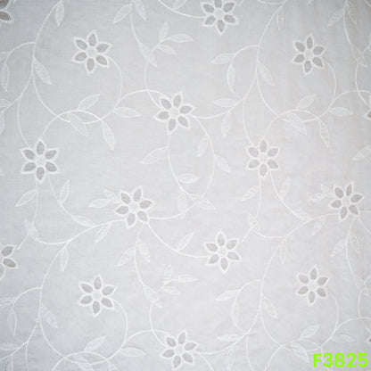 Thread Embroidered Cut Work Mul Chanderi Fabric- F3825