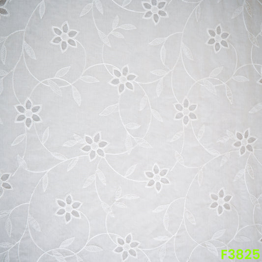 Thread Embroidered Cut Work Mul Chanderi Fabric- F3825