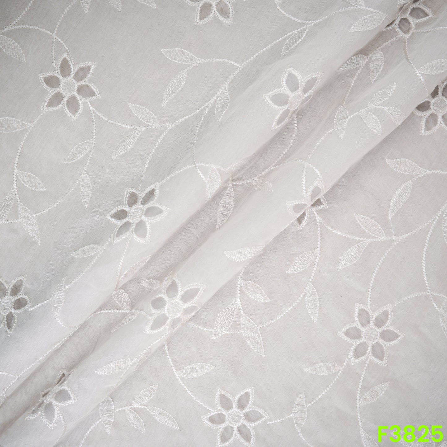 Thread Embroidered Cut Work Mul Chanderi Fabric- F3825