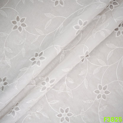Thread Embroidered Cut Work Mul Chanderi Fabric- F3825