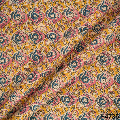 Kalamkari Print Cambric Cotton Fabric- F4735
