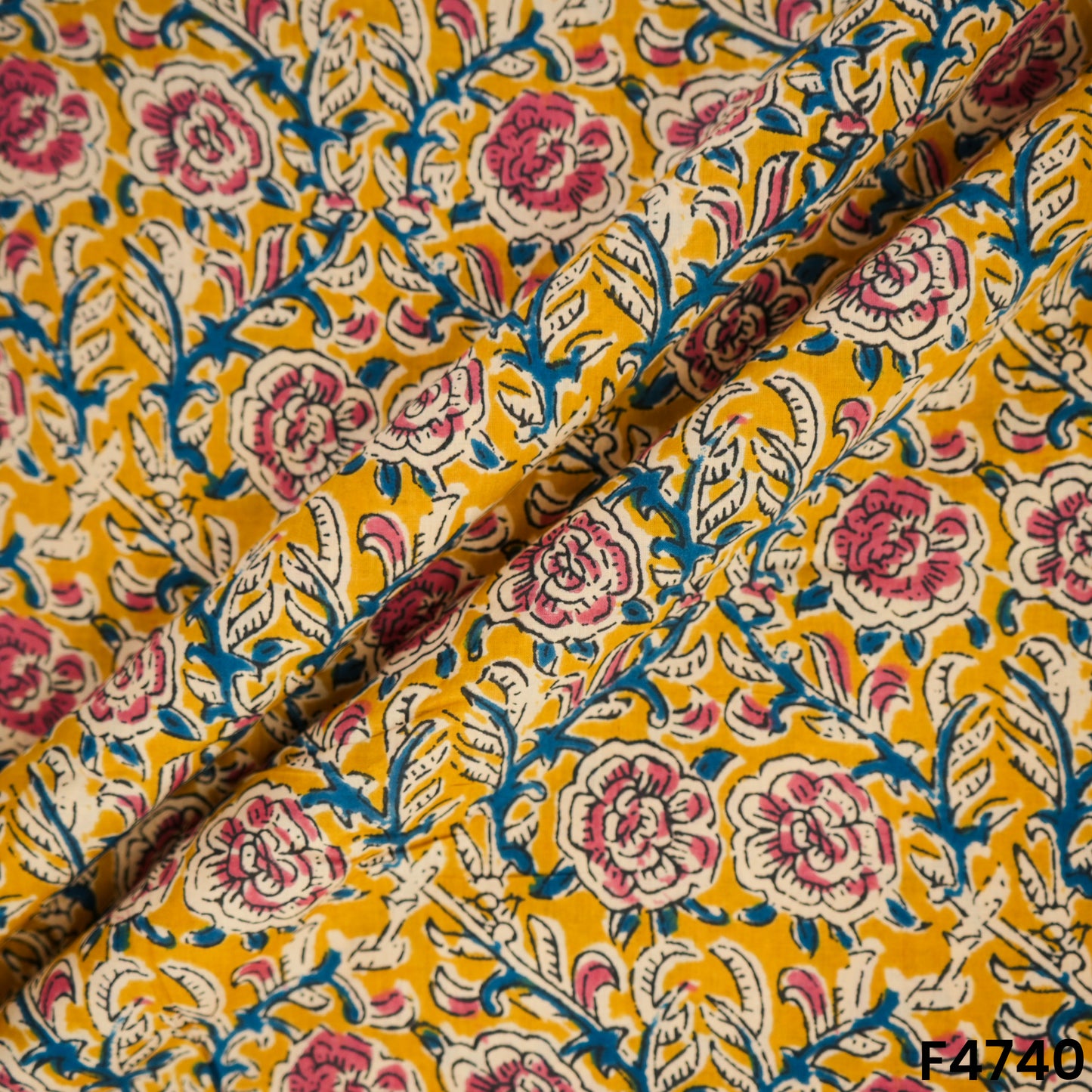 Kalamkari Print Cambric Cotton Fabric- F4740