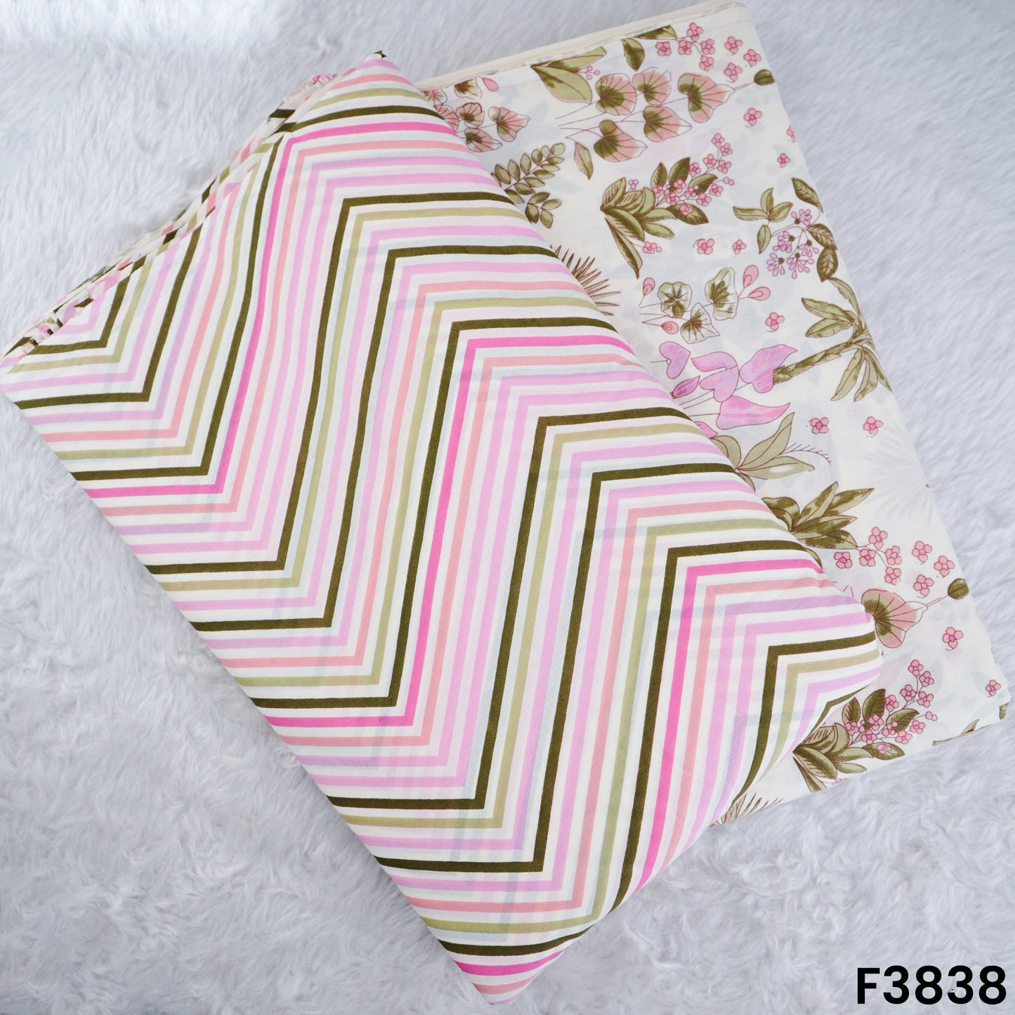 Floral Printed Cambric Cotton Fabric- F3838